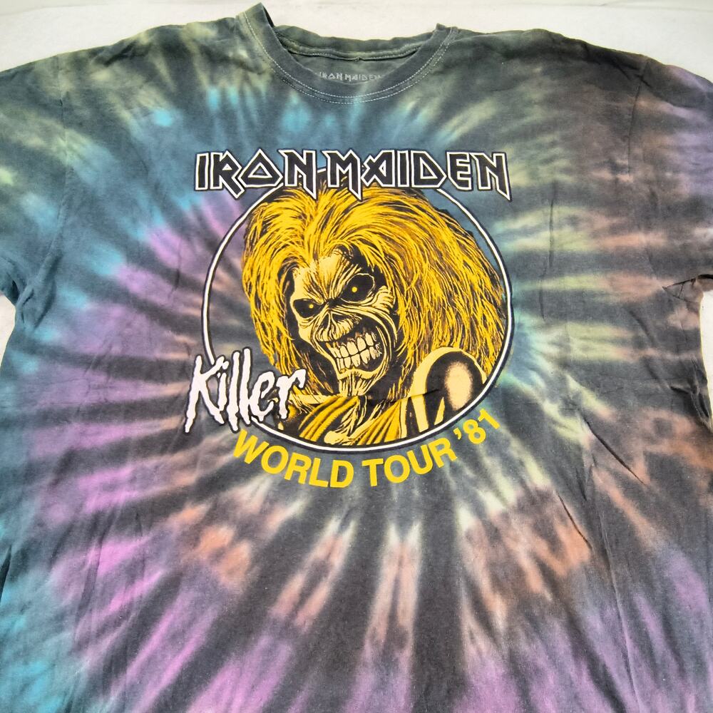 Iron Maiden Band Crew Neck Graphic T Shirt Mens Size Large L Tie Dye